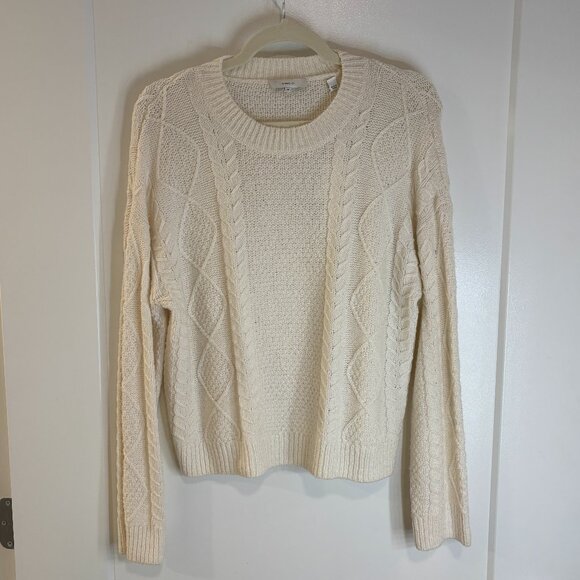 NWT Vince Cable Knit Sweater Ivory Merino Wool-Blend (Size M) - Picture 5 of 12